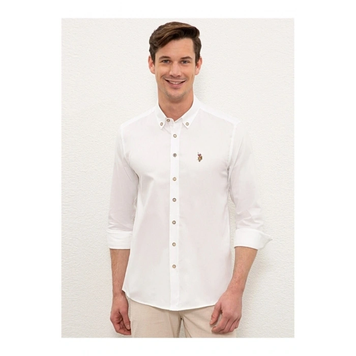 Erkek Dokuma Regular Fit Beyaz Gömlek