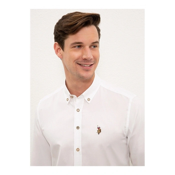 Erkek Dokuma Regular Fit Beyaz Gömlek