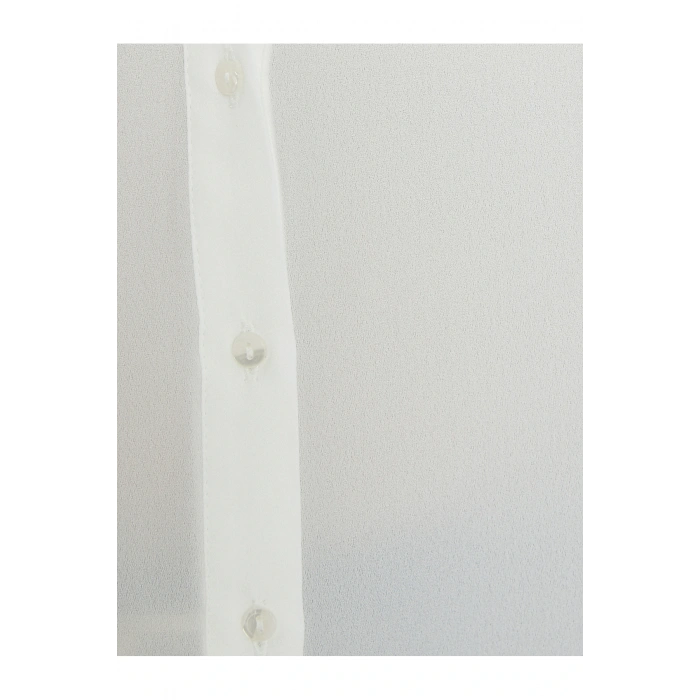 Uzun Kollu Gömlek Yakası Fırfırlı Düğmeli Dokulu