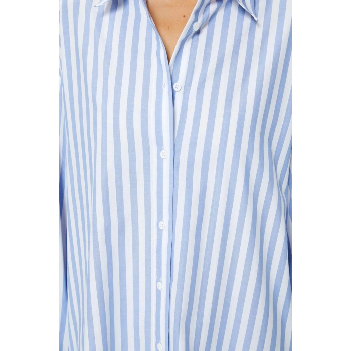 Kadın Mavi Çizgili Gömlek