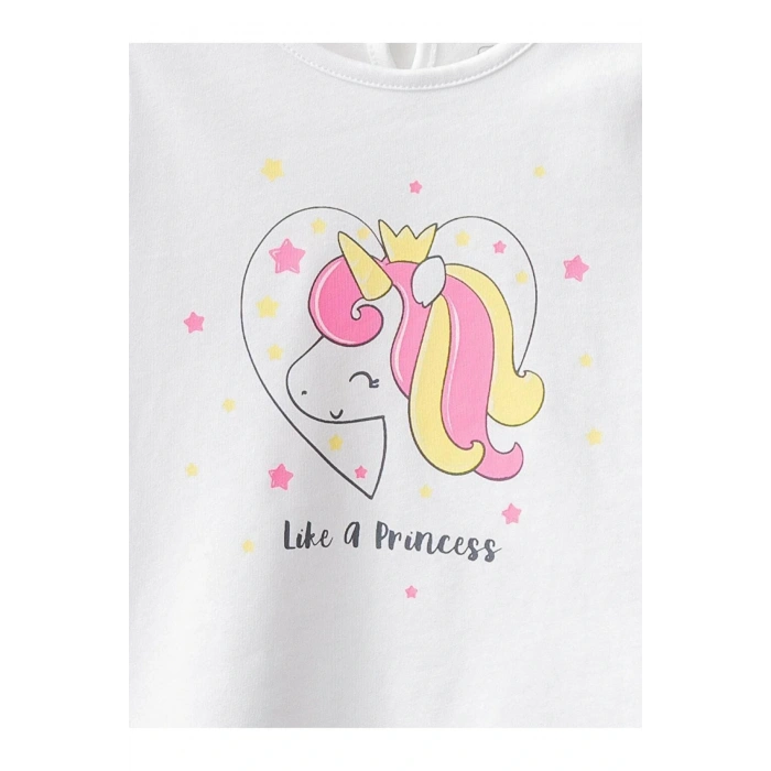 LCW baby Bisiklet Yaka Uzun Kol Baskılı Pamuklu Kız Bebek Tişört