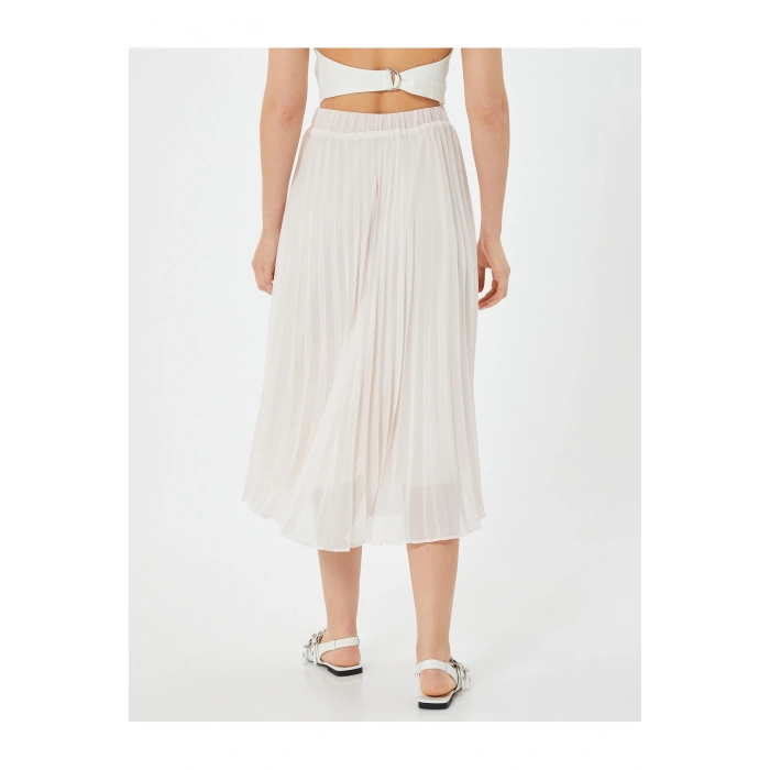 Midi Tül İnce Pliseli Etek Astarlı Yüksek Bel