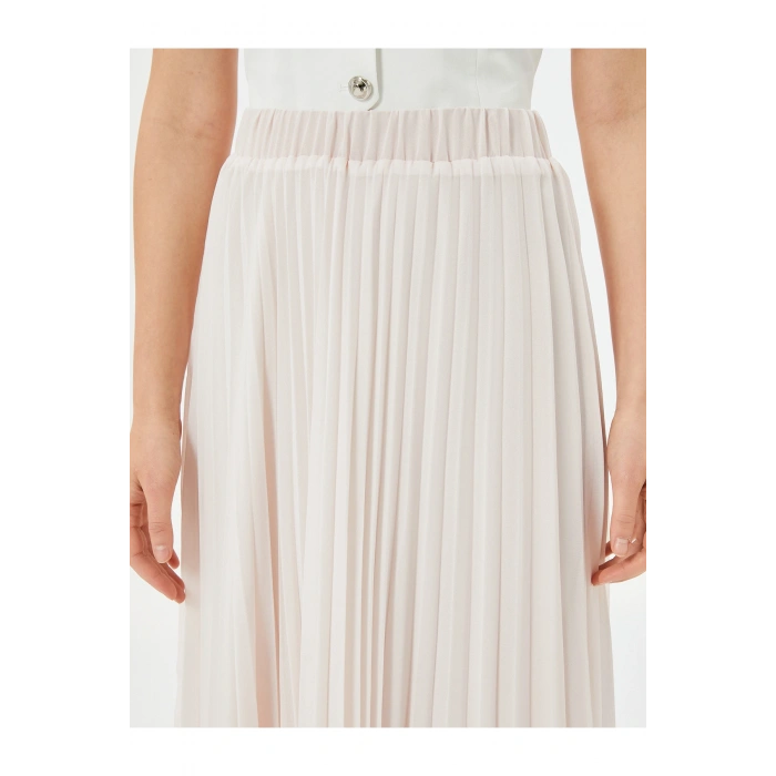 Midi Tül İnce Pliseli Etek Astarlı Yüksek Bel