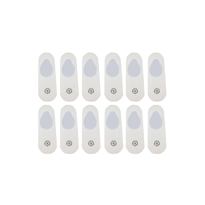 Class Bayan Bambu Slikonlu Dikişsiz Ayaktan Çıkmayan Babet Çorabı 12 Çift Beyaz