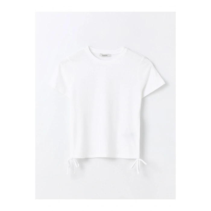 Bisiklet Yaka Düz Kısa Kollu Kadın Tişört