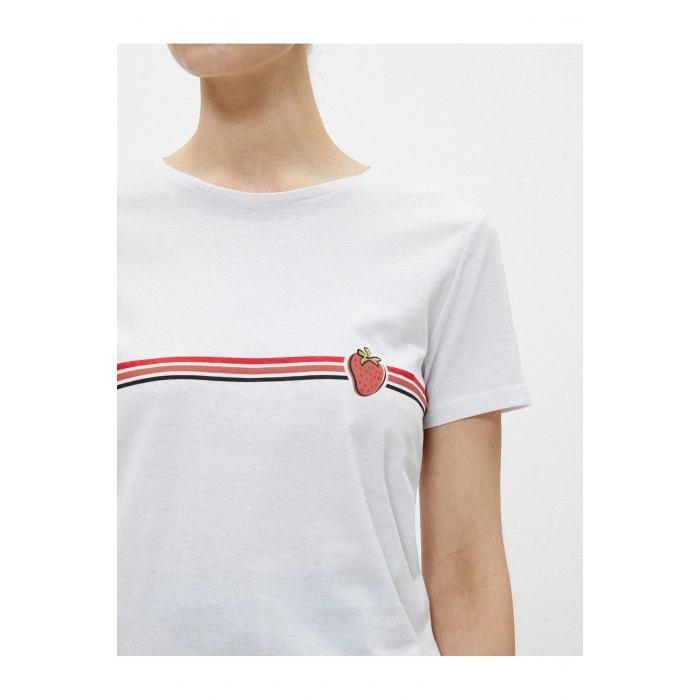 Baskılı Tişört Bisiklet Yaka Pamuklu