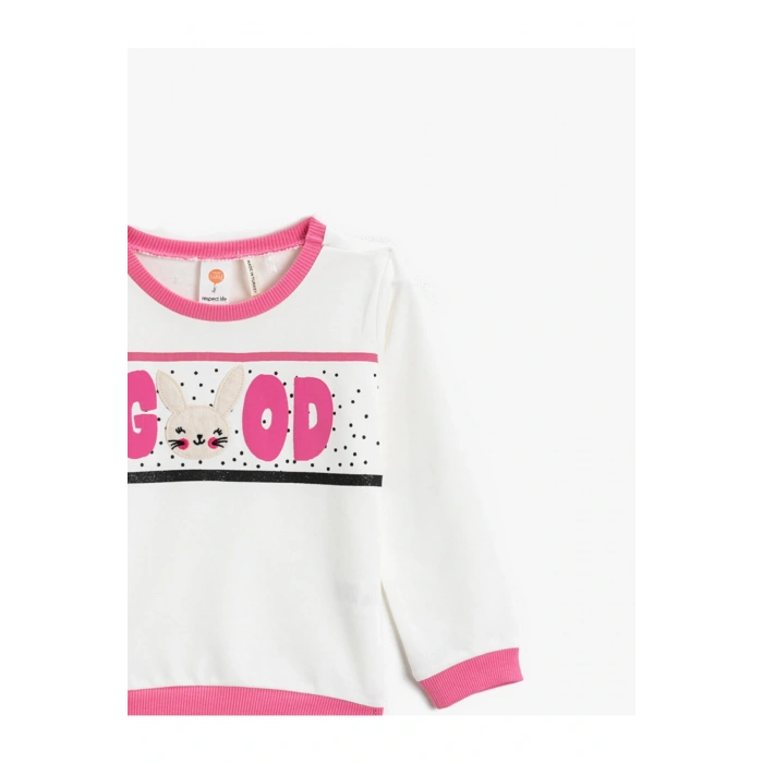 Baskılı Bisiklet Yaka Sweatshirt