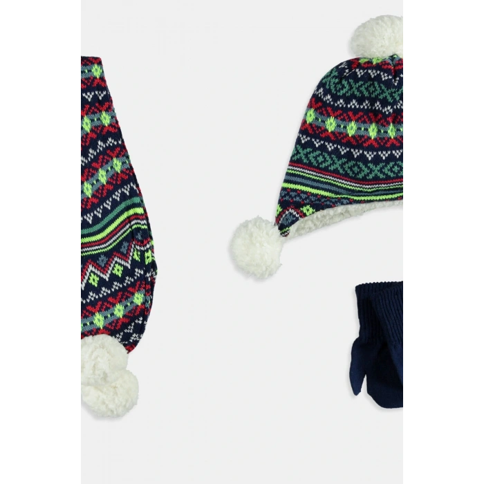 Erkek Çocuk Lacivert 1Qj Atkı & Bere & Eldiven Set