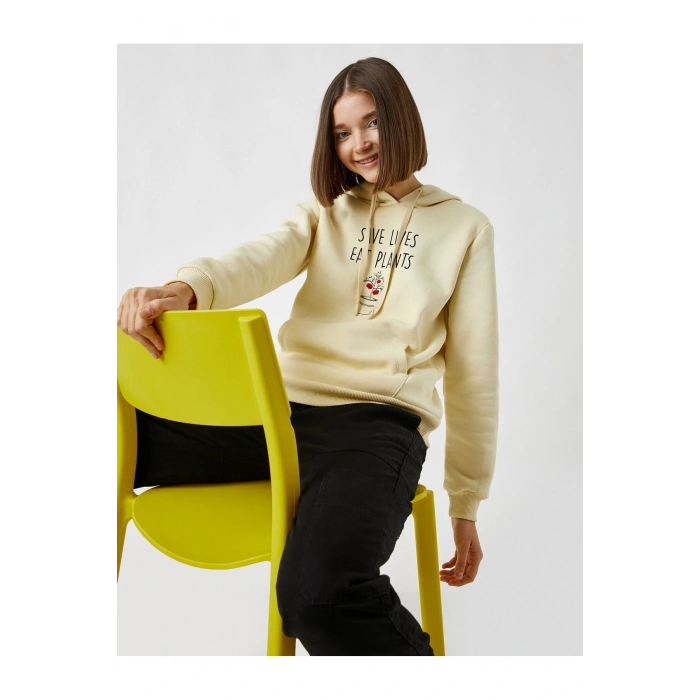 Baskılı Kapüşonlu Sweatshirt