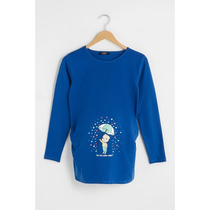 Kadın Canlı Mavi Tişört