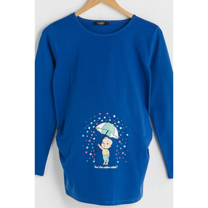 Kadın Canlı Mavi Tişört