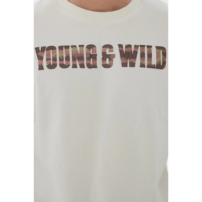 Bisiklet Yaka Baskılı Sweatshirt