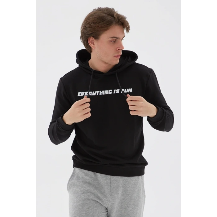 Baskılı Sweatshirt Siyah