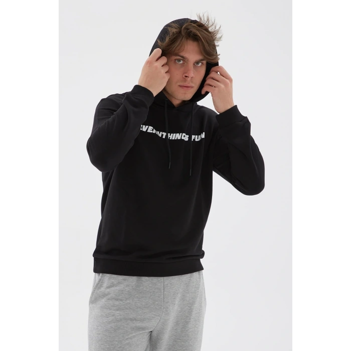 Baskılı Sweatshirt Siyah