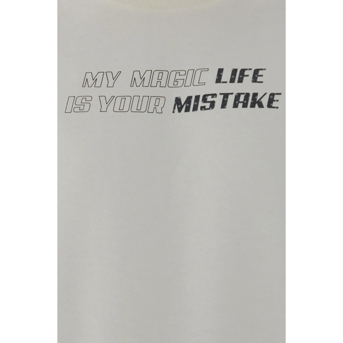 Bisiklet Yaka Baskılı Sweatshirt Ekru / Ecru