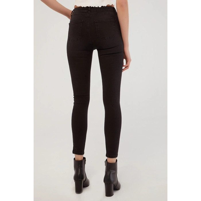 Yüksek Bel Skinny Fit Jean Pantolon Antrasit
