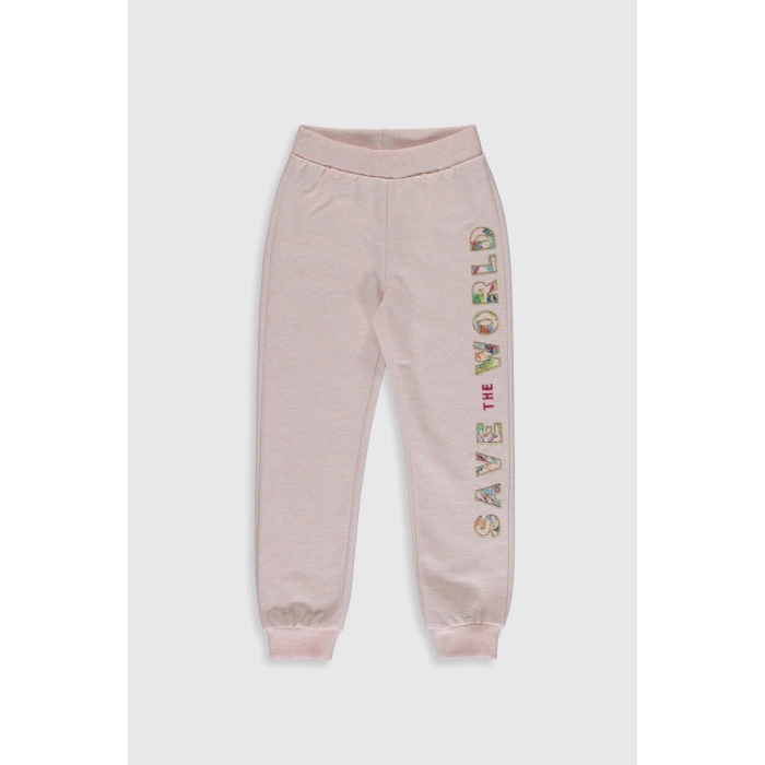 Kız Çocuk Pembe Melanj E6R Eşofman Altı