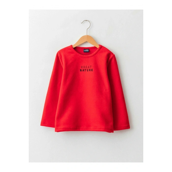 Bisiklet Yaka Baskılı Uzun Kollu Erkek Çocuk Sweatshirt