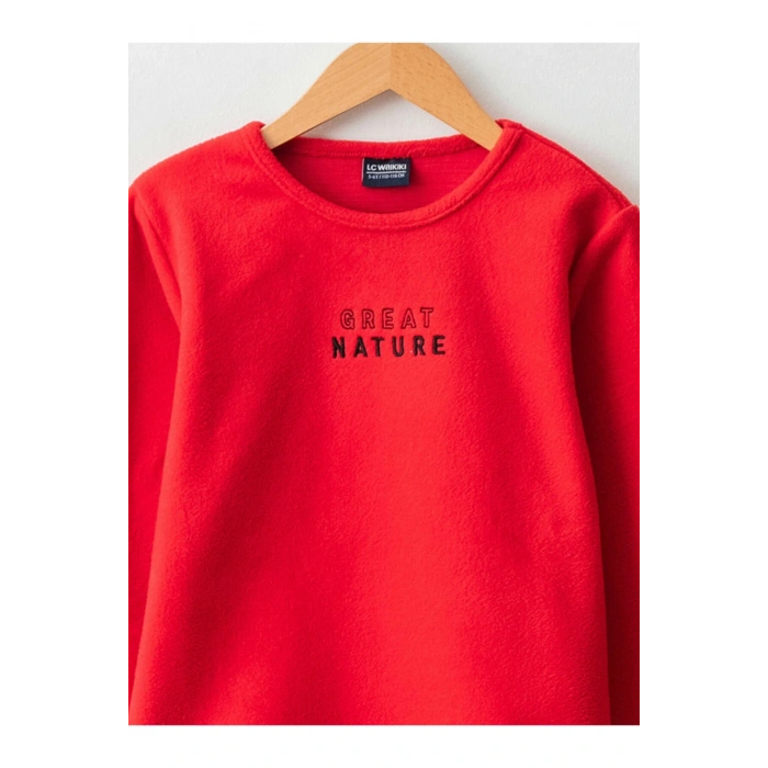 Bisiklet Yaka Baskılı Uzun Kollu Erkek Çocuk Sweatshirt