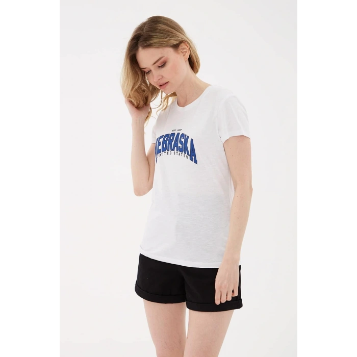 Oversize Baskılı T-shirt Ekru / Ecru