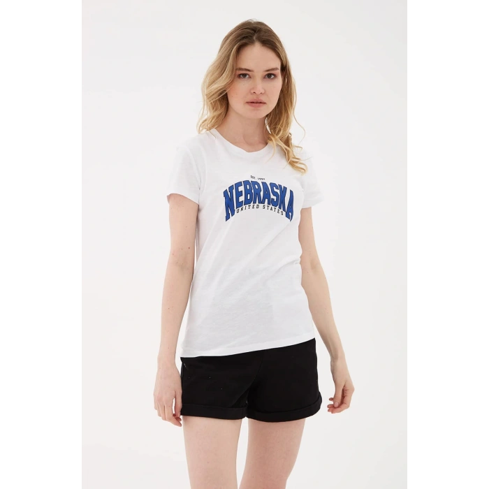 Oversize Baskılı T-shirt Ekru / Ecru