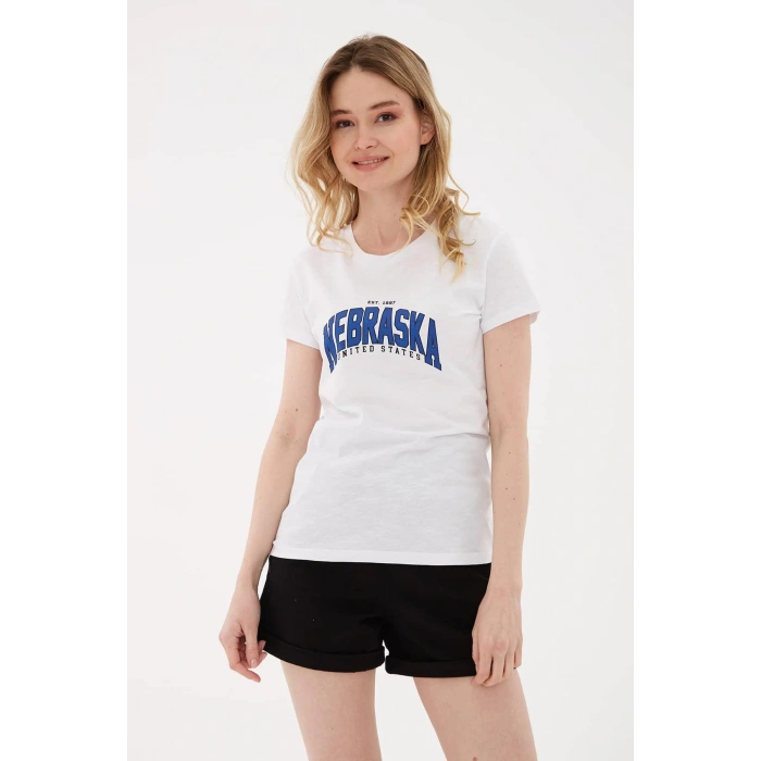 Oversize Baskılı T-shirt Ekru / Ecru