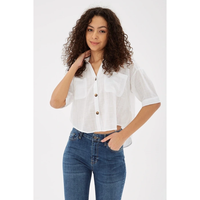 Crop Gömlek Beyaz / White