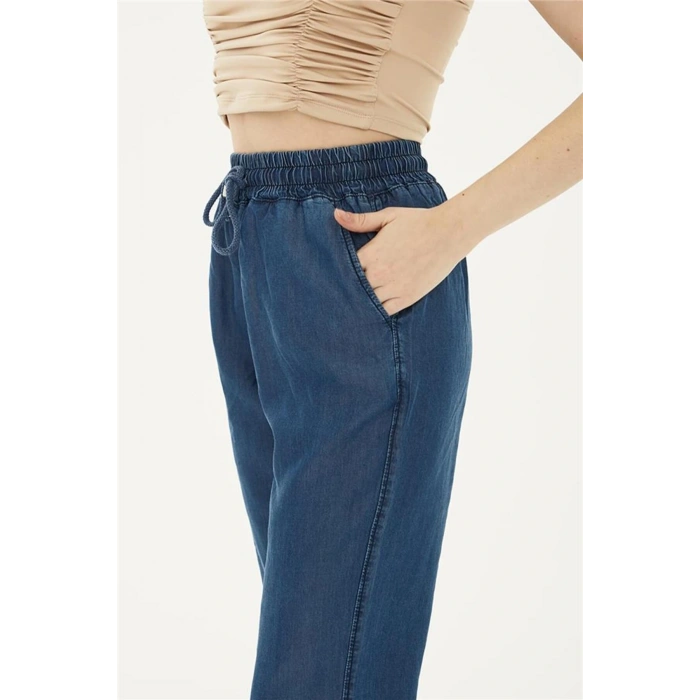 Beli Bağlamalı Denim Pantolon K.mavi / Dark Blue