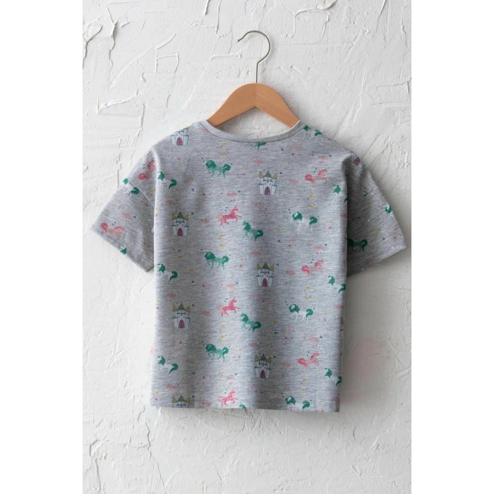 Kız Çocuk Gri Baskılı Lrw T-Shirt