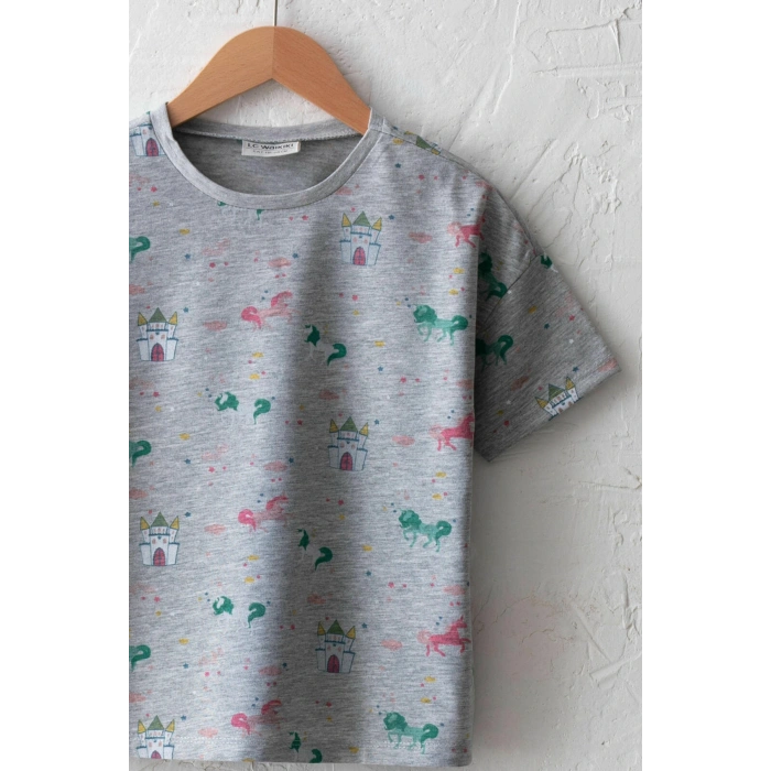 Kız Çocuk Gri Baskılı Lrw T-Shirt