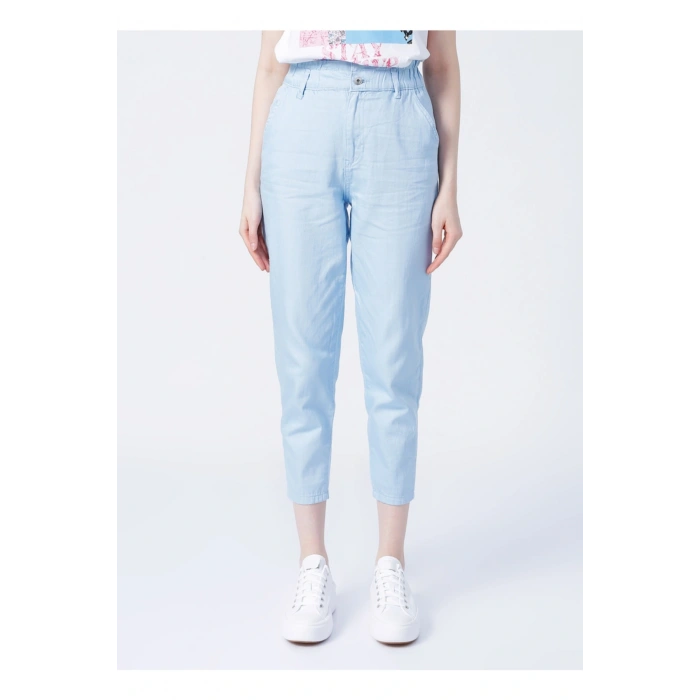 22y0031k1 Yüksek Bel Relaxed Mavi Kadın Pantolon