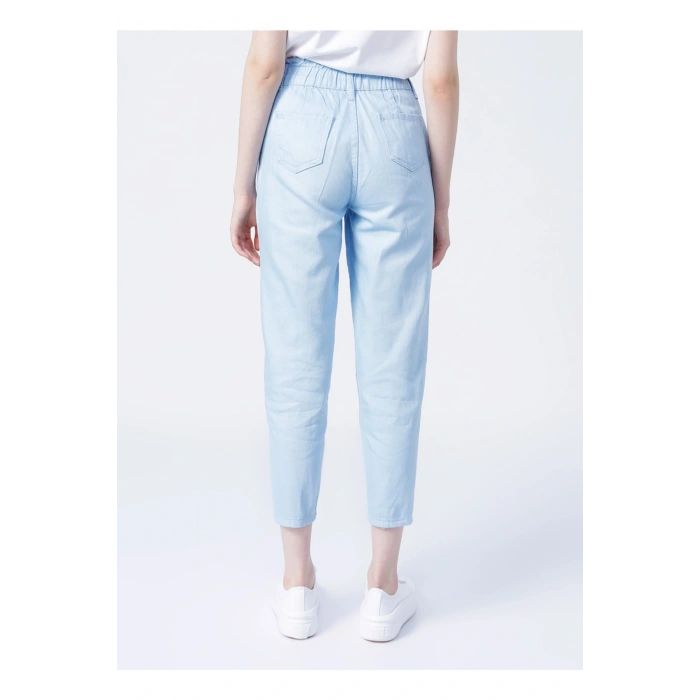 22y0031k1 Yüksek Bel Relaxed Mavi Kadın Pantolon