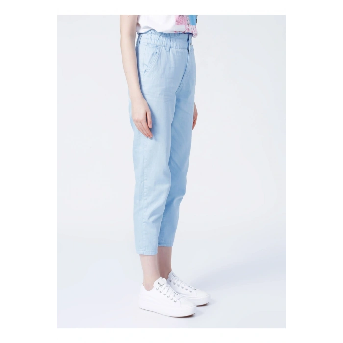 22y0031k1 Yüksek Bel Relaxed Mavi Kadın Pantolon