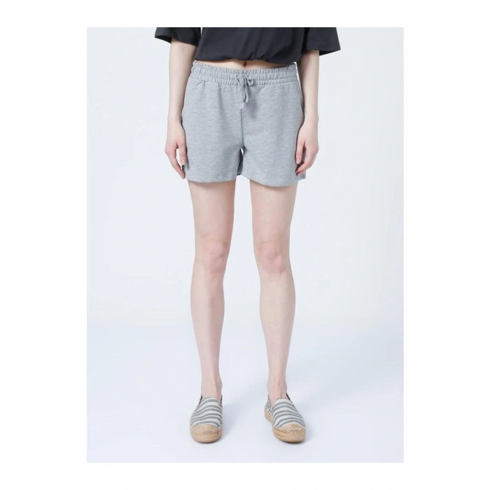 22y0655k1 Lastikli Rahat Kalıp Düz Gri Melanj Kadın Şort
