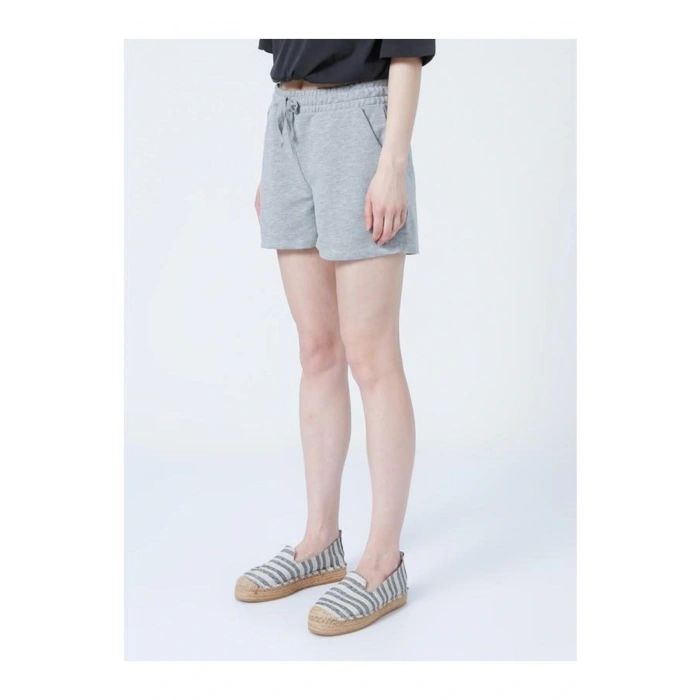 22y0655k1 Lastikli Rahat Kalıp Düz Gri Melanj Kadın Şort