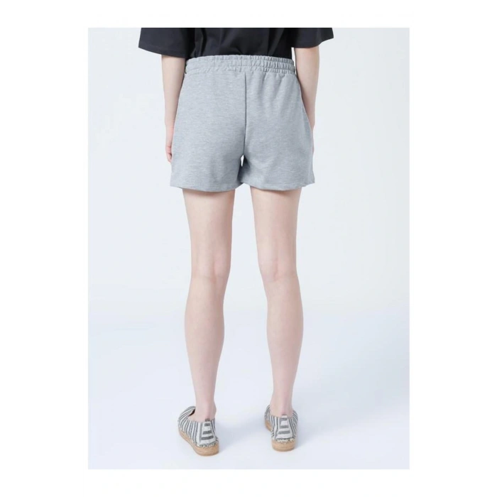 22y0655k1 Lastikli Rahat Kalıp Düz Gri Melanj Kadın Şort