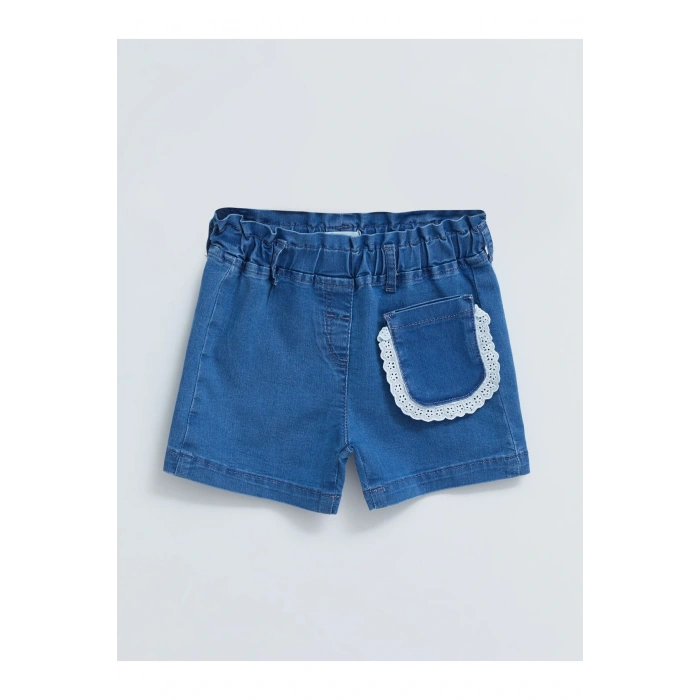 Beli Lastikli Basic Kız Bebek Jean Şort