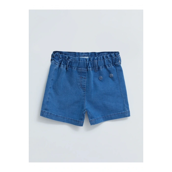Beli Lastikli Basic Kız Bebek Jean Şort
