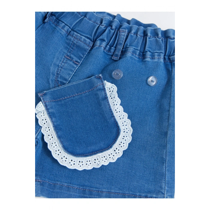 Beli Lastikli Basic Kız Bebek Jean Şort