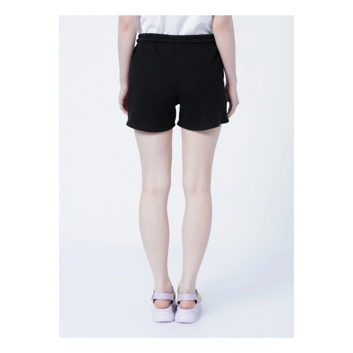 22y0657k1 Lastikli Rahat Petek Desenli Siyah Kadın Şort