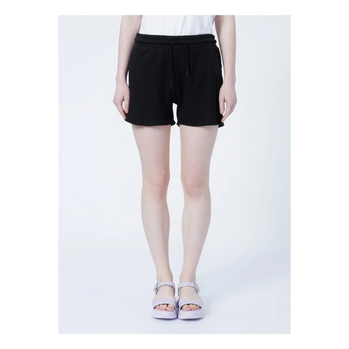 22y0657k1 Lastikli Rahat Petek Desenli Siyah Kadın Şort