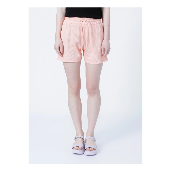 22y0657k1 Lastikli Rahat Petek Desenli Mercan Kadın Şort