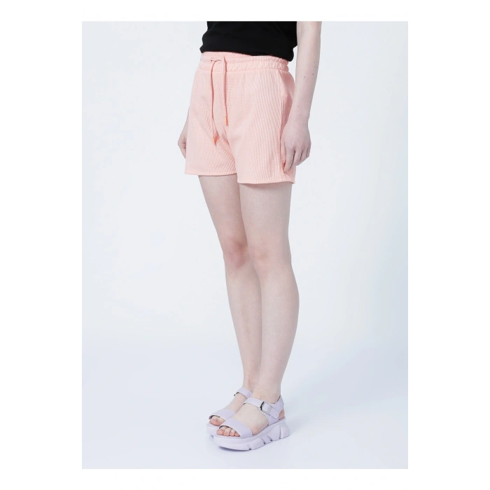 22y0657k1 Lastikli Rahat Petek Desenli Mercan Kadın Şort