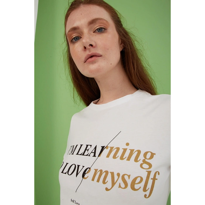 Baskılı T-shirt Beyaz