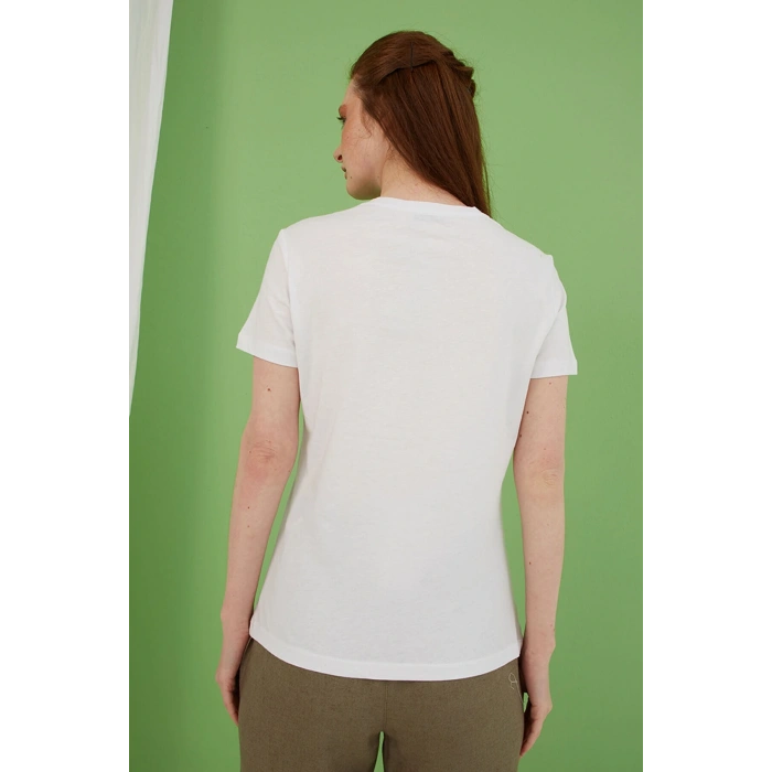 Baskılı T-shirt Beyaz