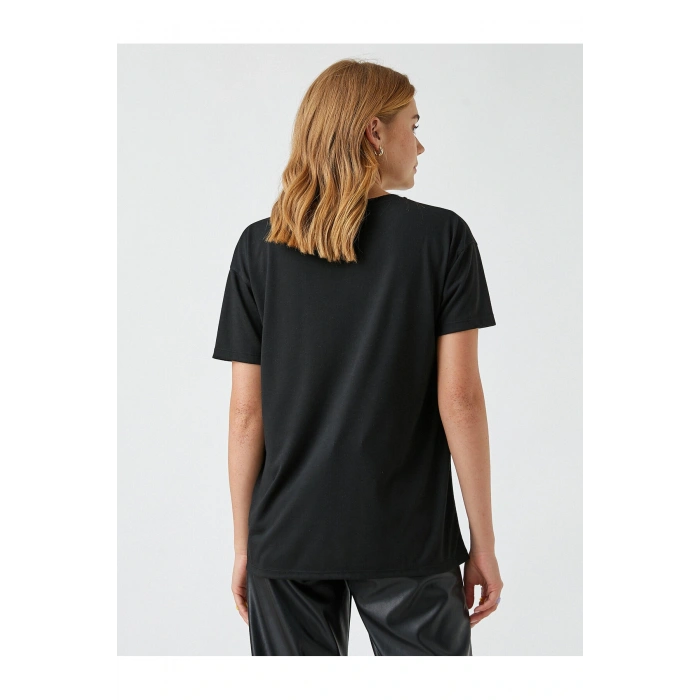 Bisiklet Yaka Kısa Kollu Baskılı Tişört