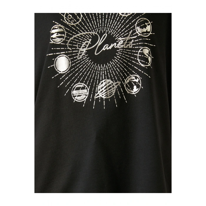 Bisiklet Yaka Kısa Kollu Baskılı Tişört