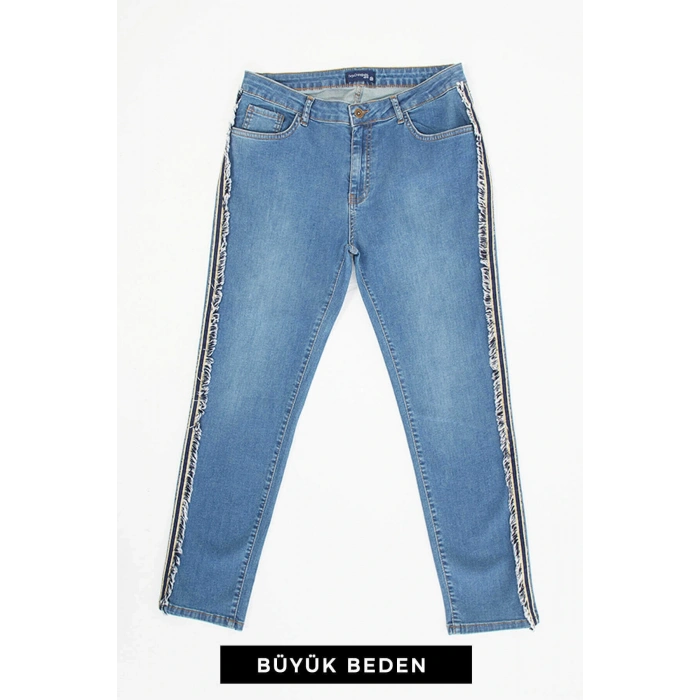 Kadın Büyük Beden Jean Pantolon Mavi