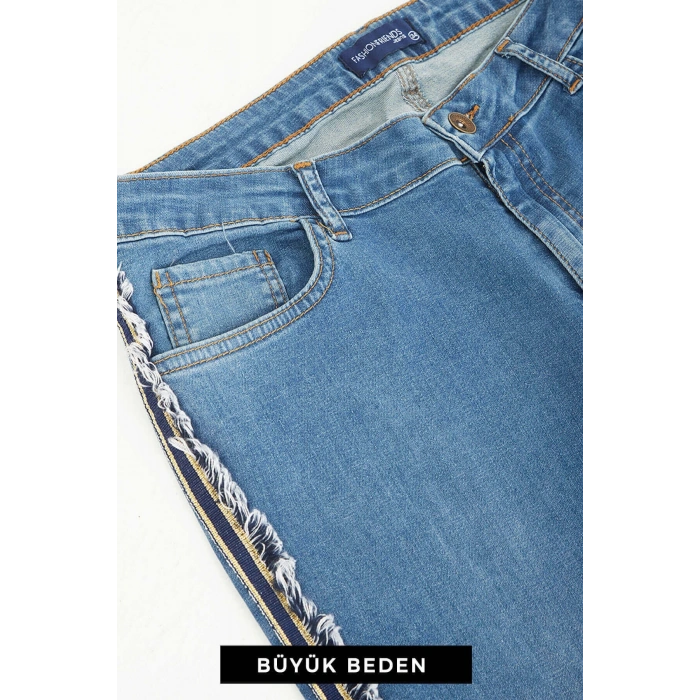 Kadın Büyük Beden Jean Pantolon Mavi