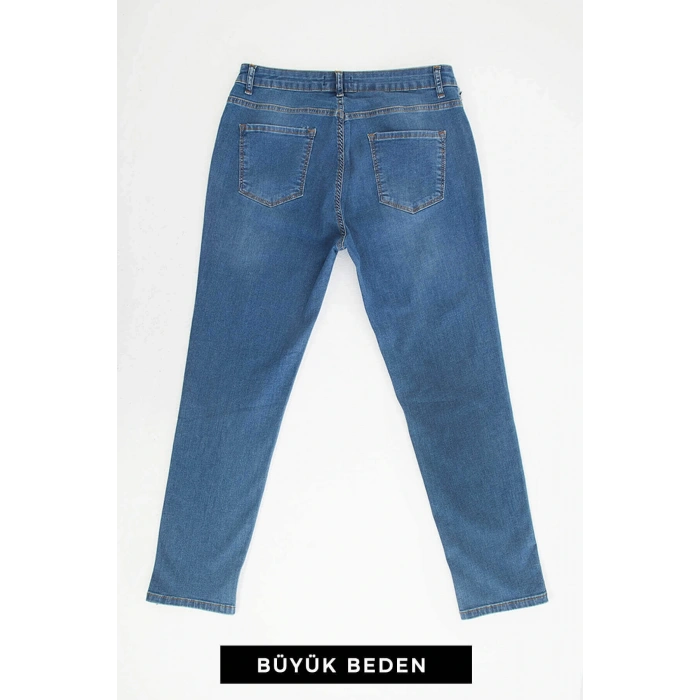 Kadın Büyük Beden Jean Pantolon Mavi